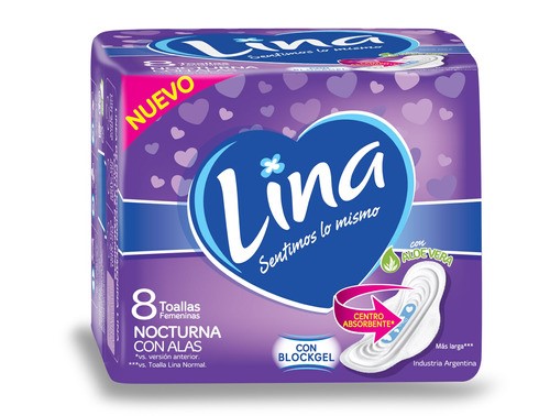 Lina Toalla Femenina Nocturna Blockgel con Alas x8 u