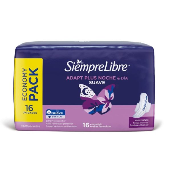 Siempre Libre Toalla Femenina Nocturna Noche/Día Suave con Alas x16 u