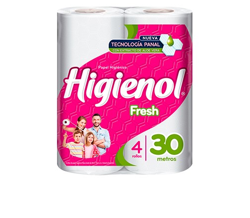 Higienol Papel Higiénico Fresh 4 Rollos x30 mts c/u