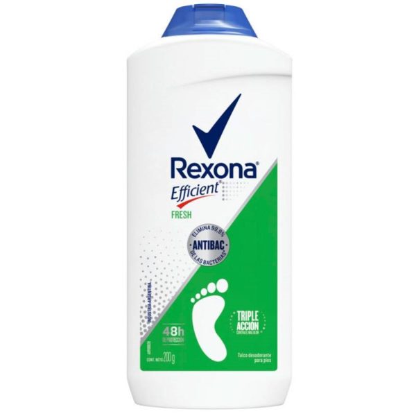 Rexona Talco Desodorante para Pies Efficient Original/Antibacterial Fresh x200 gr c/u - Imagen 2