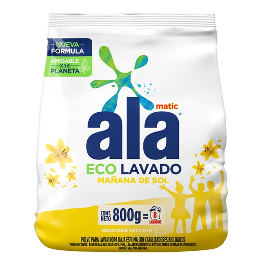 Ala Matic Jabón en Polvo Eco Lavado Clásico/Mañanas de Sol x800 gr c/u - Imagen 2