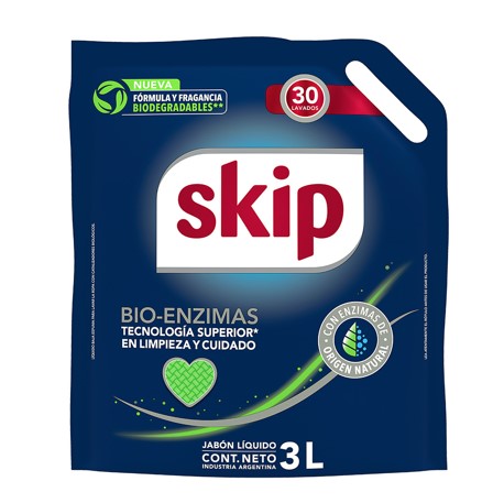 Skip Jabón Líquido Fibercare/Bio-Enzimas x3 L c/u - Imagen 2