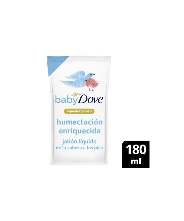 Dove Baby Jabón Repuesto Humectación Enriquecida/Sensible Hipoalergénico x180 ml c/u