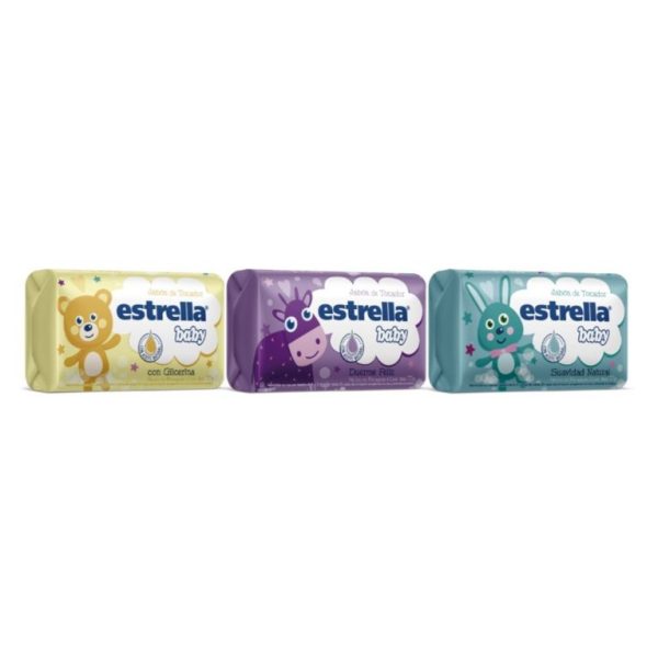 Estrella Baby Jabón Glicerina/Suavidad Natural/Duerme Feliz x75 gr c/u