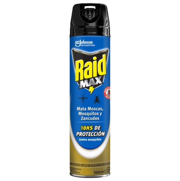 Raid Insecticida Max Mata Moscas, Mosquitos y Zancudos x360 ml