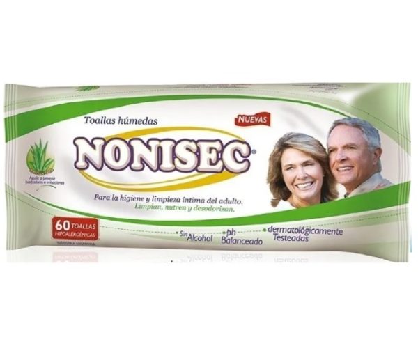 Nonisec Toallas Húmedas para la Higiene y Limpieza del Adulto x60 u