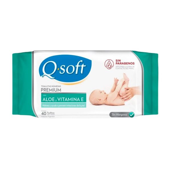 Q-Soft Toallitas Húmedas Premium Aloe Vera x40 u