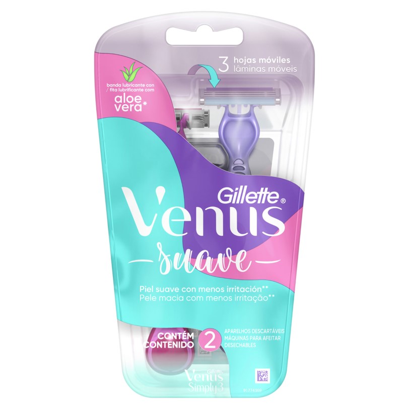 Gillette Venus Suave Máquina Descartable para Afeitar x2 u