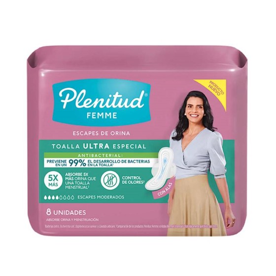 Plenitud Femme Toalla Ultra Especial Antibacterial x8 u