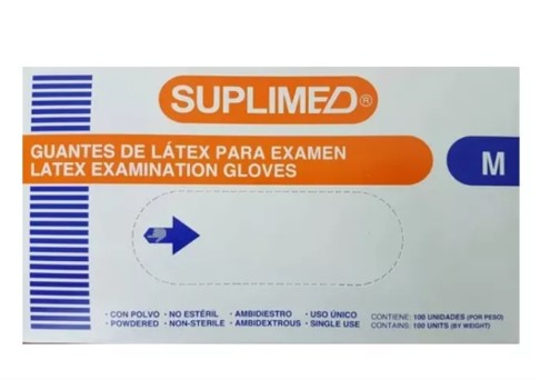 Suplimed Guantes de Latex Descartables Medianos Caja x100 u