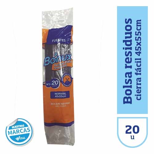 Bonux Bolsa Residuos Cierra Fácil 45x55cm x20 u