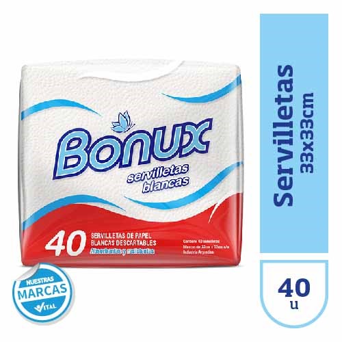 Bonux Servilletas Blancas de Mesa x40 u