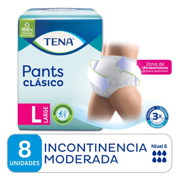Tena Pants Ropa Interior Descartable Clásico Large Incontinencia Moderada ×8 u