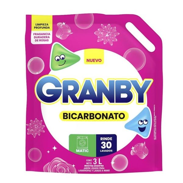 Granby Jabón Líquido Bicarbonato Fragancia Rosas x3 L
