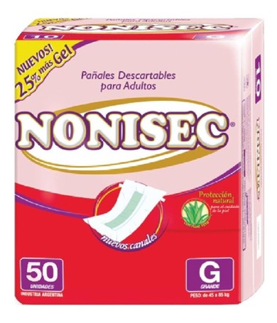 Nonisec Pañal Adulto Descartable Recto Grande x50 u