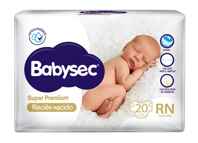 Babysec Pañales Super Premium Recién Nacido x20 u