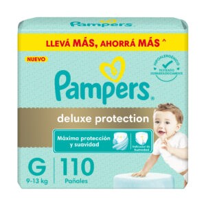 Pampers Deluxe Pretection Pañales Máxima Protección y Suavidad G x110 u (copia)