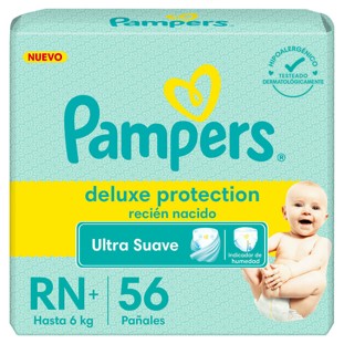 Pampers Deluxe Protection Pañales Recién Nacido+ Hasta 6Kg x56 u