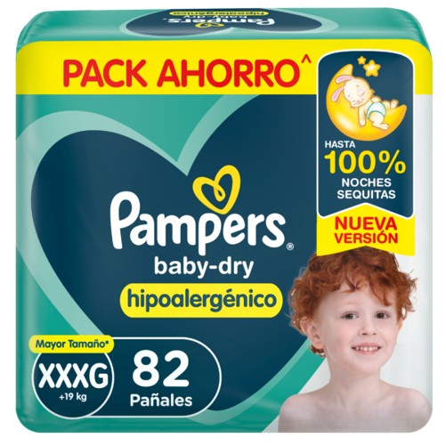 Pampers Pañal Baby-dry Hipoalergénico XXXG x82 u